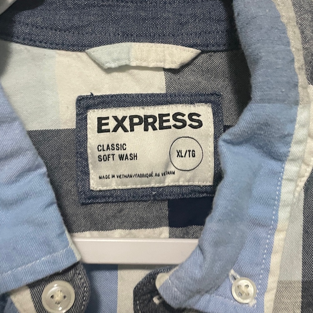 Express Men's Multi-Blue Checkered Shirt - Picture 2 of 2